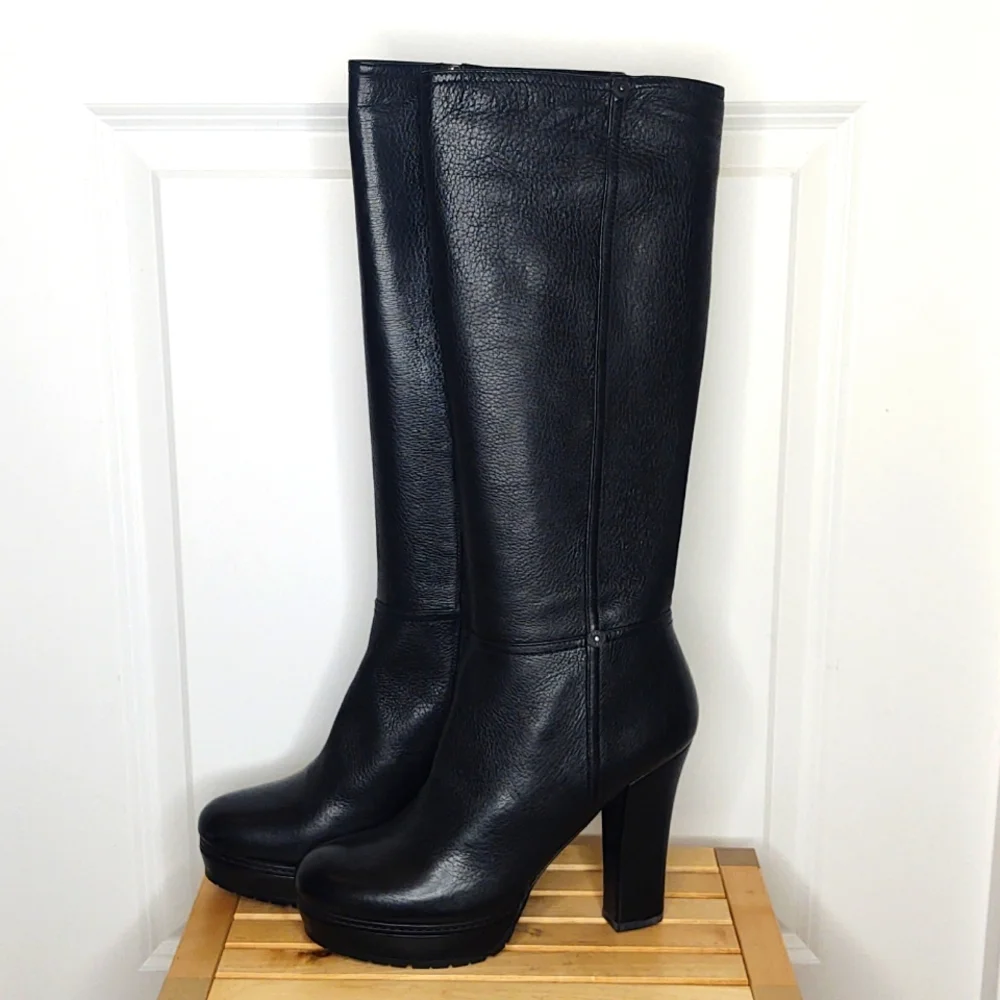 🖤♥️PRADA♥️🖤Lug Sole High Heel Black Deerskin Boot, size 41 (US 11), 🆕 - Picture 4 of 16